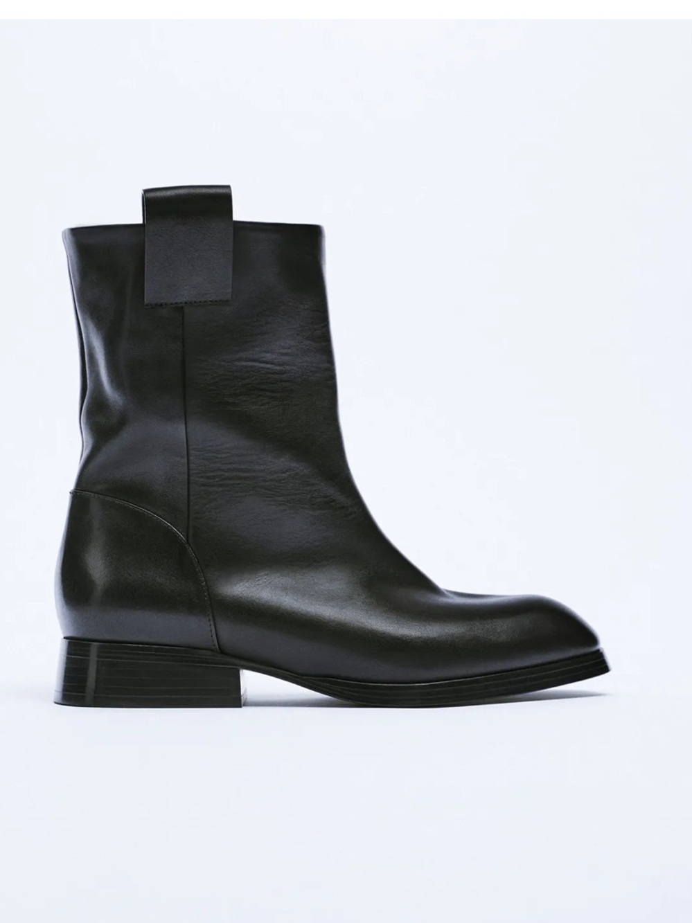Zara x Charlotte Gainsbourg Leather Ankle Boots Black EU 41 US 10